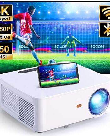 Projektor 2,4 G + 5 G WiFi Full HD Native 1080p obsługuje 4 K, Bluetooth 5.0, korekta 4P, 60% zoom dobry do TV Stick. Smartfon, Xbox, PS4.