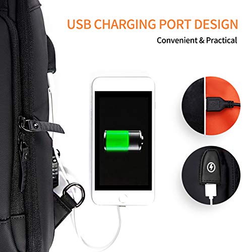 FANDARE Męska torba na piersi, torba na ramię, 7,9 cala, iPad z USB to - obrazek 5