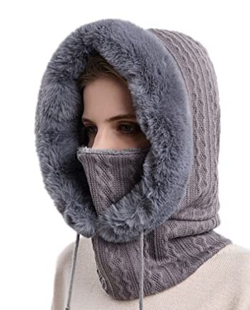 Ele Gens Damska czapka na narty, jazda na rowerze, szal, kominiarka, kominiarka, czapka z ciepłą podszewką, maska narciarska, czapka zimowa