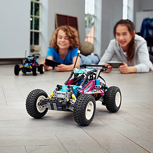 LEGO 42124 Technic Off-Road Buggy, Retro Control + aplikacja zdalnie sterowana zabawka samochód, zestaw modelowy z dźwiękiem, pomysł na prezent dla chłopców i dziewcząt - obrazek 3