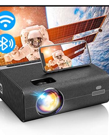 YCLZY Projektor Bluetooth z płótnem, Full HD 1080p WiFi, 9000 lumenów, zewnętrzny projektor LED, 10000:1, kontrast, światło dzienne do kina domowego, iOS, Android, laptopa, kija telewizyjnego, PS5