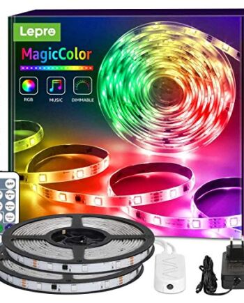 Lepro RGBIC Taśma LED 20 m (2 x 10 m), 600 diod LED, łańcuch świetlny MagicColor, taśma muzyczna z pilotem zdalnego sterowania, wodoszczelna IP65, MagicColor ściemniana listwa świetlna