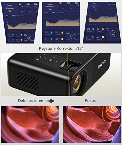 Projektor 4 K, 9500 l Full HD Native 1920 x 1080p, mini projektor, WiFi Bluetooth do wyświetlacza 4K 300", przenośny projektor LCD LED, kino domowe/na zewnątrz/konferencje, do iOS/Android/TV Stick, z Plecak - obrazek 5