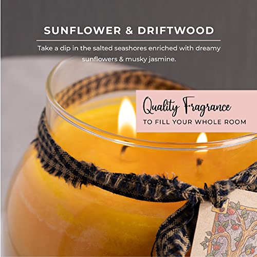 A Cheerful Giver - Słonecznik i drewno dryfujące - 974 ml świeczka zapachowa Papa z pokrywką - Keepers of The Light - 155 godzin, świeca prezentowa, żółta - obrazek 7