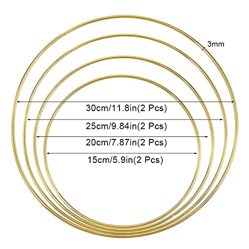 8 sztuk metalowych pierścieni w kształcie kwiatów, złote metalowe pierścienie, dekoracja łapacza snów, pierścionki florystyczne, do samodzielnego wykonywania łapaczy snów, dekoracja girland, dekoracja ścienna, 4 rozmiary - obrazek 8