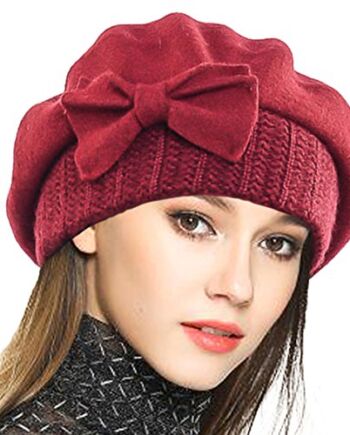 Kobiety Francuski Beret - 100% Wełniany Beret Sukienka Beanie Czapka Z