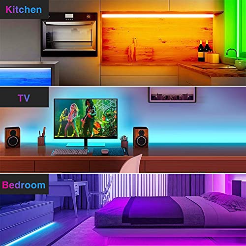 Hoteril Taśma LED, 6 m, Bluetooth, RGB, pilot zdalnego sterowania, sterowanie przez aplikację, funkcja timera, 16 milionów kolorów, 213 trybów stylu do domu, dekoracja TV, kuchni, sufitu, na imprezę - obrazek 2