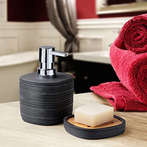 TATAY - Mydelniczka wykonana z wysokiej jakości żywicy poliżywicznej połączonej z drewnem bambu, kolekcja Bambu, ciemny grafitowy kolor szary - obrazek 3