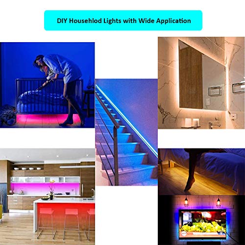 AveyLum taśma LED z czujnikiem ruchu RGB, wielokolorowa lampka nocna, przyciemniana listwa oświetleniowa z czujnikiem ruchu, 2 x 1,5 m długości z pilotem zdalnego sterowania, timer - obrazek 2