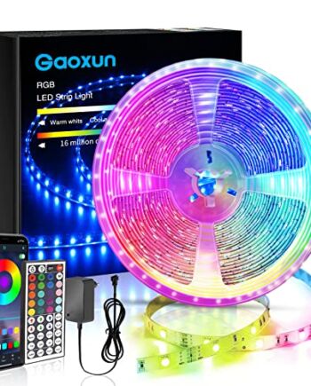 Taśma LED Gaoxun 10M, Taśmy LED RGB Sterowane za Pomocą Aplikacji i Pilota, Lańcuch Swietlny Zmieniający Kolor, Zespół Oświetleniowy LED z Synchronizacją Muzyki do Sypialni