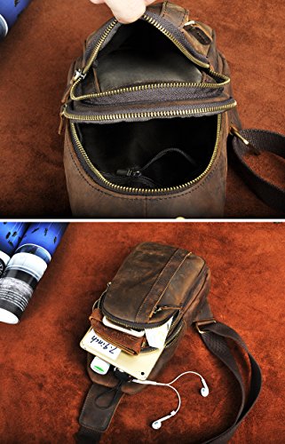 Le'aokuu Męska skórzana saszetka na biodra Saszetka na klatkę piersiow - obrazek 4