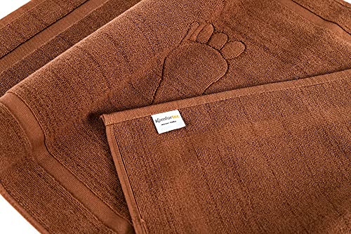 Komfortec Dywanik łazienkowy 2-częściowy, dywanik prysznicowy z frotte, mata prysznicowa nadaje się do prania, 800 g/m² i 100% bawełna, chłonny i szybkoschnący, 50 x 80 cm, czekoladowy brąz - obrazek 4