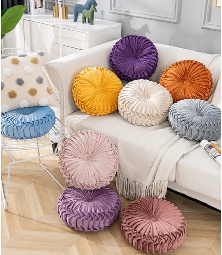 Okrągła poduszka na sofę 34,7 cm czysty kolor aksamitna dekoracja domu - obrazek 2