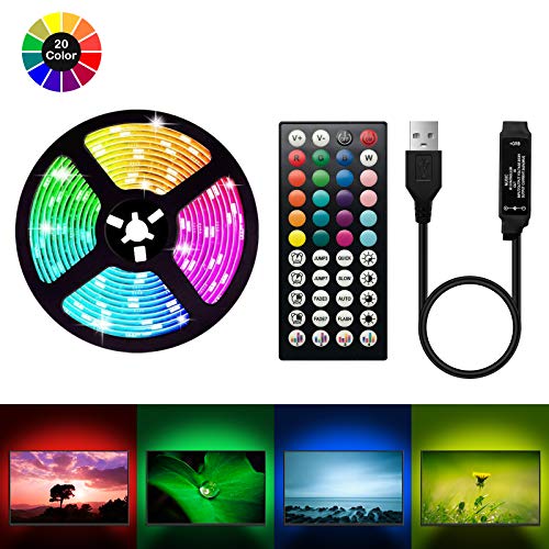 WOANWAY taśma LED do telewizorów LED, 2 m, pilot zdalnego sterowania z 44 przyciskami i synchronizacja z muzyką, do ekranów HDTV/TV o przekątnej 40-60 cali - obrazek 7