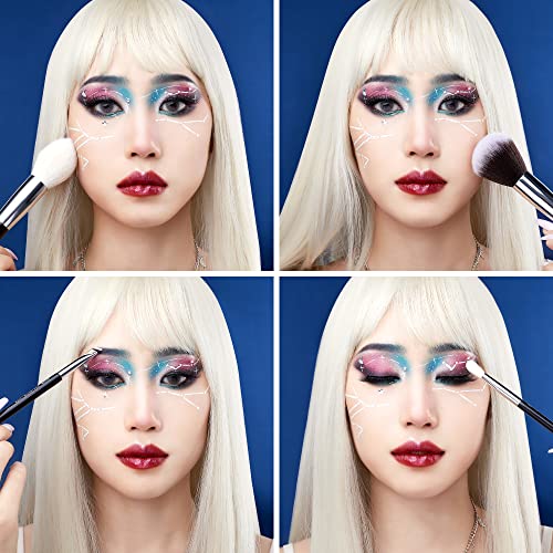 Jessup Marka 25 szt. profesjonalny zestaw pędzli do makijażu uroda kosmetyczna podkład pudrowy korektor cieni do powiek mieszanie różu rozświetlacz naturalne syntetyczne szczotki do włosów (czarny/srebrny) - obrazek 6