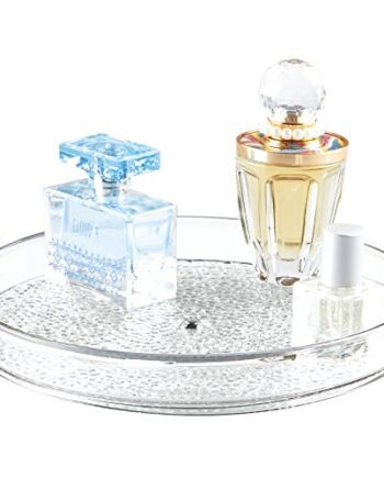 mDesign Organizer obrotowy – Plastikowy pojemnik na kosmetyki – Organizer do kosmetyków – Przezroczysty