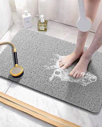 Bingobang Maty łazienkowe, antypoślizgowa, mata prysznicowa, gumowa, 60 x 40 cm, bardzo miękka, odporna na pleśń, można prać w pralce, do podłogi w łazience, wanny (szara)