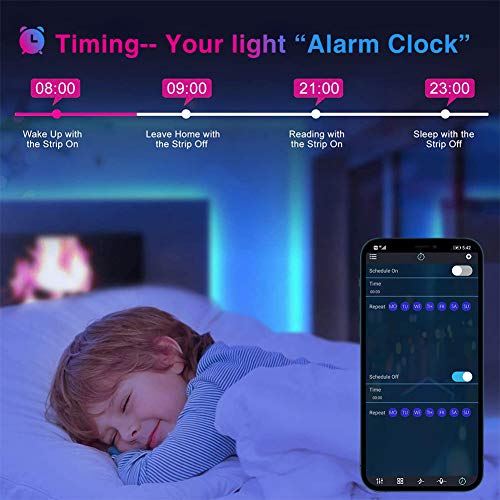 Hoteril Taśma LED, 6 m, Bluetooth, RGB, pilot zdalnego sterowania, sterowanie przez aplikację, funkcja timera, 16 milionów kolorów, 213 trybów stylu do domu, dekoracja TV, kuchni, sufitu, na imprezę - obrazek 5