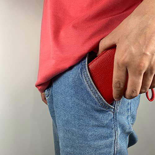 Newaner Etui na karty kredytowe, portfel dla kobiet i mężczyzn, ochrona RFID, etui na karty kredytowe, 11 przegródek, etui na karty, przenośna szczotka antykradzieżowa, mały portfel z zamkiem błyskawicznym (czerwone), czerwony, 1, nan - obrazek 6