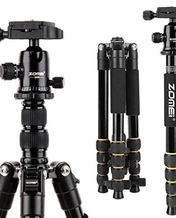 Statyw do aparatu, ZOMEI Q666 kompaktowe lekkie aluminiowe statywy podróżne monopod z głowicą kulową 360 stopni, płytka szybkiego zwalniania 1/4" i torba do przenoszenia