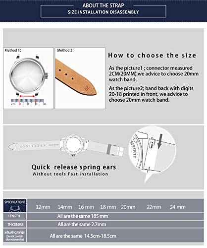 BINLUN Paski do Zegarków z Prawdziwej Skóry Quick Release Wymiana Skór - obrazek 6
