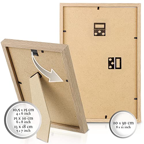 bomoe 24szt Zestaw ramek na zdjęcia Nature - Multi Ramka na zdjęcia Drewno i szkło plastikowe - Ramka na zdjęcia kolaż na galerię ścienną 10x 10x 10,5x15cm / 8x 13x18cm / 4x 15x20cm / 2x 20x30cm - Dębowa ramka na zdjęcia - obrazek 5