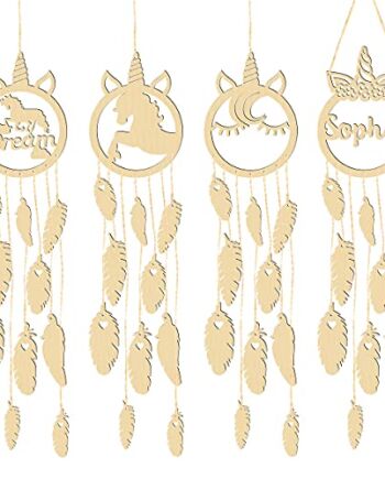 LuXianYS 4 sztuki łapacz snów z jednorożcem, w kształcie jednorożca zrób to sam łapacz snów, ręcznie robiony jednorożec słodki łapacz snów do domu wiszące ozdoby rzemiosło