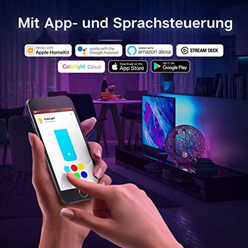 Cololight Taśma świetlna LED 30 – RGB, WLAN, kompatybilna z Apple Homekit, Alexa, Google Home, każda dioda LED inny kolor (30 diod LED na metr, zestaw startowy 2 m) - obrazek 8