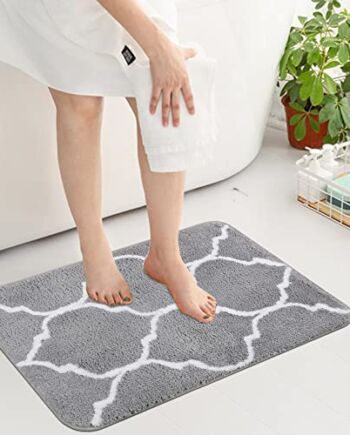 Homcomodar Dywanik łazienkowy z mikrofibry, antypoślizgowy, chłonny, dywanik łazienkowy do łazienki, certyfikat Öko-Tex 100, dywanik prysznicowy, mata kuchenna 45 x 65 cm (szara)