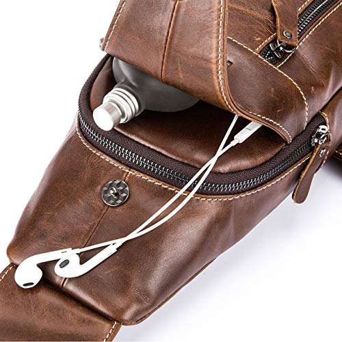 Skórzana torba męska Sling Bag plecak na ramię torba na ramię torba na - obrazek 7