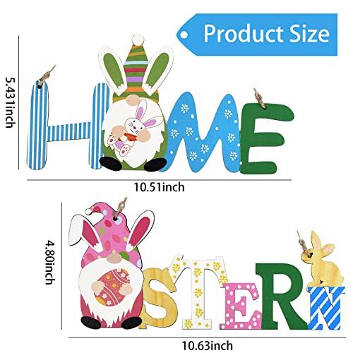 COLEESON 2 sztuki drewnianych zajączków, kolorowe zawieszki wielkanocne, zajączek wielkanocny, dekoracja wielkanocna, prezent do domu, na Wielkanoc, imprezę, drzwi, okno, dekoracja - obrazek 7