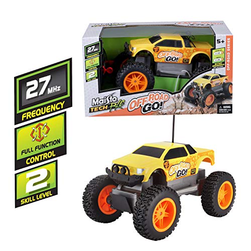 Maisto Tech R/C Off Road Go RTR: zdalnie sterowany samochód w wersji Monstertruck, od 5 lat, z pilotem zdalnego sterowania i bateriami, 21 cm, żółto-pomarańczowy (581762) - obrazek 4