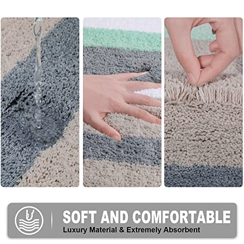 Pauwer 2-częściowy zestaw dywaników łazienkowych, z mikrofibry, antypoślizgowych, nadaje się do prania, 45 x 65 cm + 50 x 80 cm, kolor zielony - obrazek 6