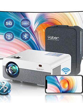 YABER projektor Full HD 1080p Native, 5G WiFi Bluetooth 9800 lumenów, obsługa 4K, 4P/4D, zoom 50%, projektor do kina domowego, projektor wideo LED do urządzeń iOS/Android/TV Stick/PS5