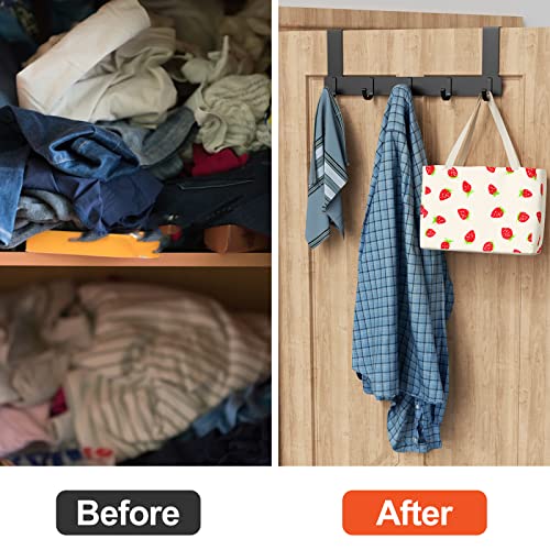 Newaner Wieszak na drzwi z 5 haczykami, wieszak na ubrania na drzwi, b - obrazek 2