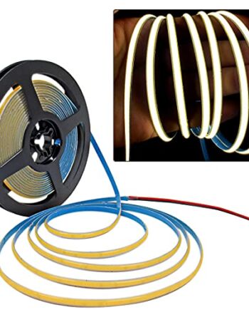 Taśma LED 24 V, szerokość 5 mm, ultra cienka taśma LED COB naturalna biel 4000 K 5 m 480 diod LED/m, łącznie 2400 diod LED, neonowe światło LED, listwa świetlna na imprezę, ladę, regał, do mieszkania