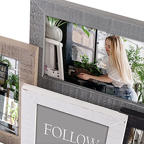 HAES DECO - Ramka na zdjęcia kolaż/drewniana galeria obrazów Honfleur ze standardem do kolażu 10x10 i 3X 10x15 (rozmiar 42 x 27 cm) - MP131 - obrazek 5