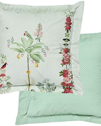 PiP Poduszka ozdobna, wypełniona Babylons Garden Perkal zielono-biała wymiary 45x45 cm