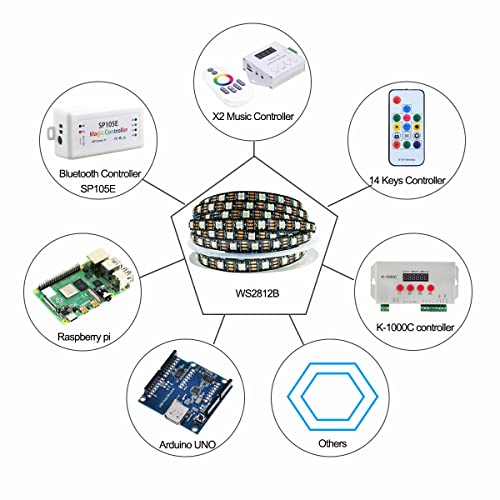 WS2812B taśma LED RGB pasek LED 5m 5V 5050 300 LEDs IP30 elastyczna cz - obrazek 5