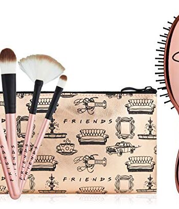 Friends pędzle do makijażu dla kobiet i nastolatków, torba podróżna na szczotkę, zestaw kosmetyczny w kolorze różowego złota ze szczotką do włosów, oficjalny serial telewizyjny kosmetyczny, wypełniacze skarpet i prezenty świąteczne dla niej