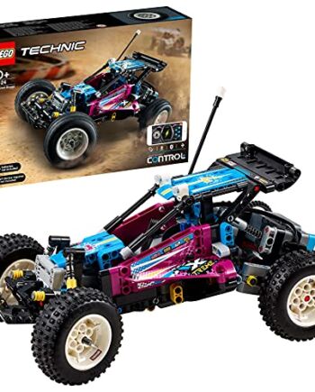 LEGO 42124 Technic Off-Road Buggy, Retro Control + aplikacja zdalnie sterowana zabawka samochód, zestaw modelowy z dźwiękiem, pomysł na prezent dla chłopców i dziewcząt