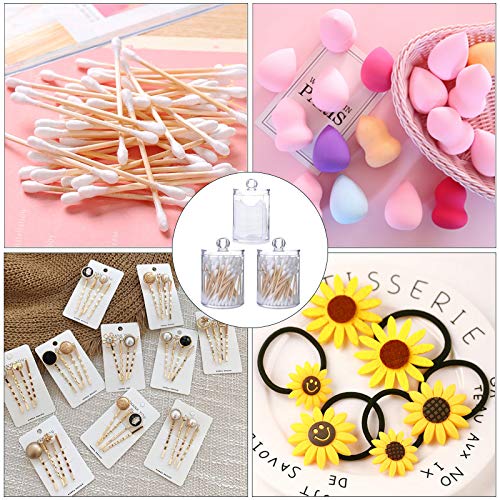 YKSVTNMU Pojemnik na waciki waciki kosmetyczne, pojemnik akrylowy, pojemnik na waciki, organizer na kosmetyki, przezroczysty, okrągły pojemnik z pokrywką, na kulki z waty, waciki, waciki - obrazek 2