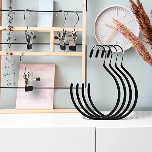 Szalik pierścień wieszak wieszak na pasek, 4 szt. antypoślizgowe krawaty wiszący hak 4 szt. pojedyncze wieszaki na płaszcze uchwyty na szalik w kształcie litery S metalowy okrągły wieszak do garderoby krawaty szaliki paski biżuteria torebki - obrazek 3