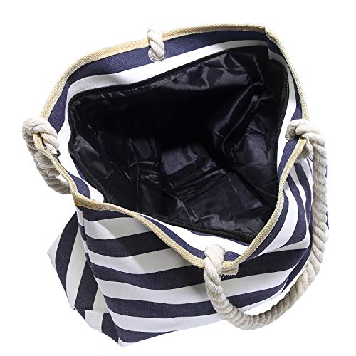 DonDon Duża torba plażowa z zamkiem błyskawicznym wodoodporna - obrazek 4