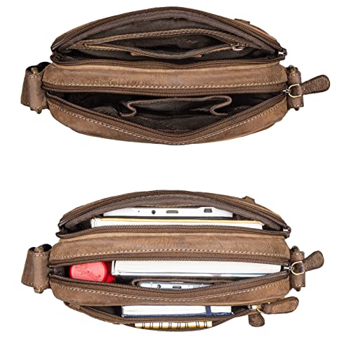 STILORD 'Diego' Vintage Mens Bag Leather Small Shoulder Bag na 9,7 cala iPad DIN A5 Shoulder Bag Cross-Body Bag for Men Genuine Leather, Kolor:calais - br±zowy - obrazek 4