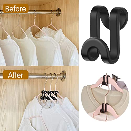 PANSYFEN 20 sztuk wieszaków na ubrania, mini wieszaki na ubrania, haczyki łączące, organizer na wieszaki na ubrania, z żywicy, oszczędność miejsca w szafie na ubrania (kolor czarny) - obrazek 9