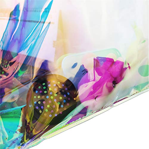 LTHERMELK Przezroczysta torba plażowa w kolorach tęczy, do przechowywania na zewnątrz, duża torba na ramię, przezroczysty, 39.88 x 7.62 x 29.97 cm - obrazek 7