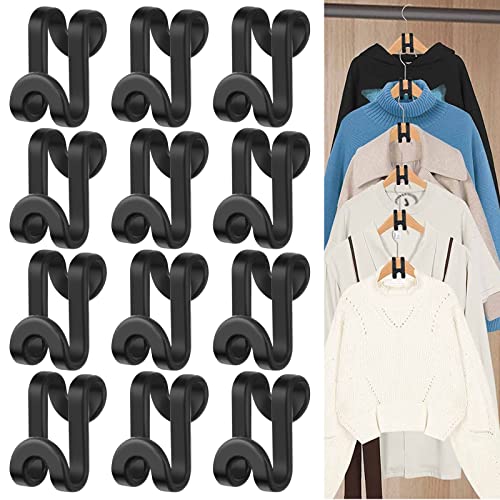 PANSYFEN 20 sztuk wieszaków na ubrania, mini wieszaki na ubrania, haczyki łączące, organizer na wieszaki na ubrania, z żywicy, oszczędność miejsca w szafie na ubrania (kolor czarny) - obrazek 8
