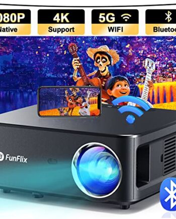 Projektor WiFi, Projektor FunFlix Full HD 5G WiFi Bluetooth, Natywny projektor 1080P Projektor kina domowego 4K,