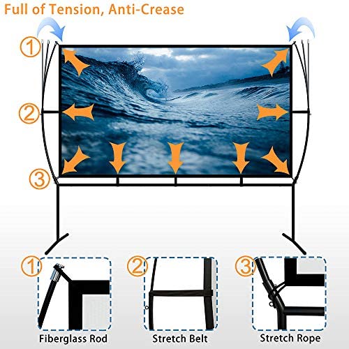 Płótno kino domowe 266 x 150 cm (120") 16:9 mobilny projektor, łatwy montaż i obsługa, nadaje się do kina domowego i zewnętrznego ekranu projekcyjnego - obrazek 2
